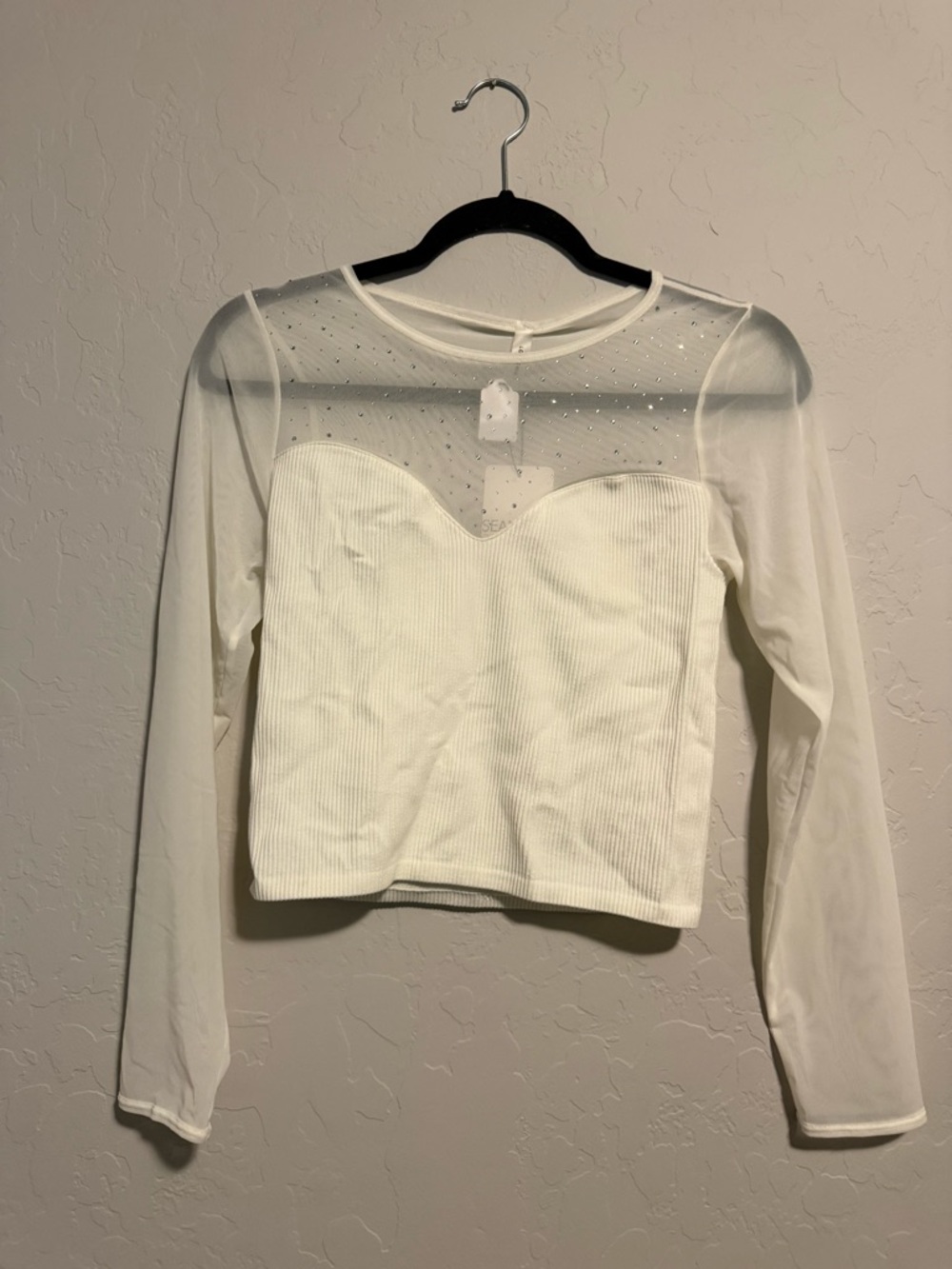 Sheer Long Sleeve White Top